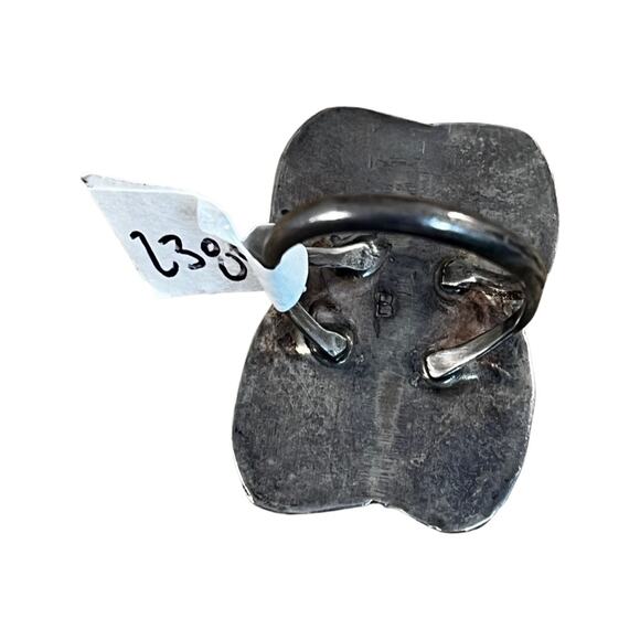 Vintage Turquoise Ring, Sterling Silver Native American Ring Sz 5.5 and 6.5 - Picture 7 of 12